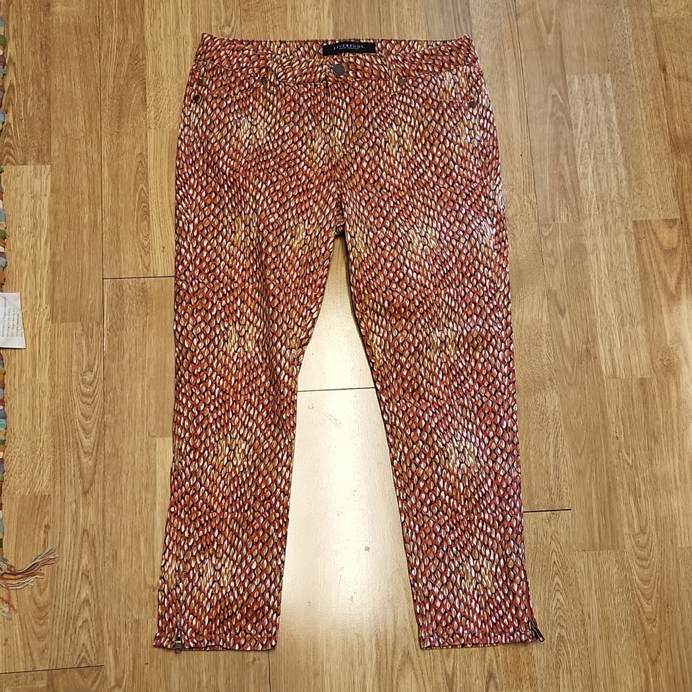 Liverpool red/tan patterned cropped pants sz 4